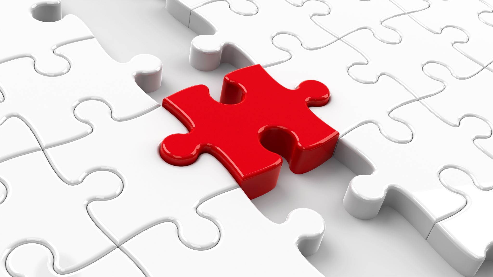 White-puzzle-with-one-red-piece